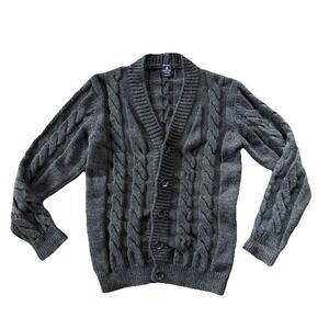 Domenico Vacca Untuckit Men's M Cable Knit Cardigan Gray Made in Italy